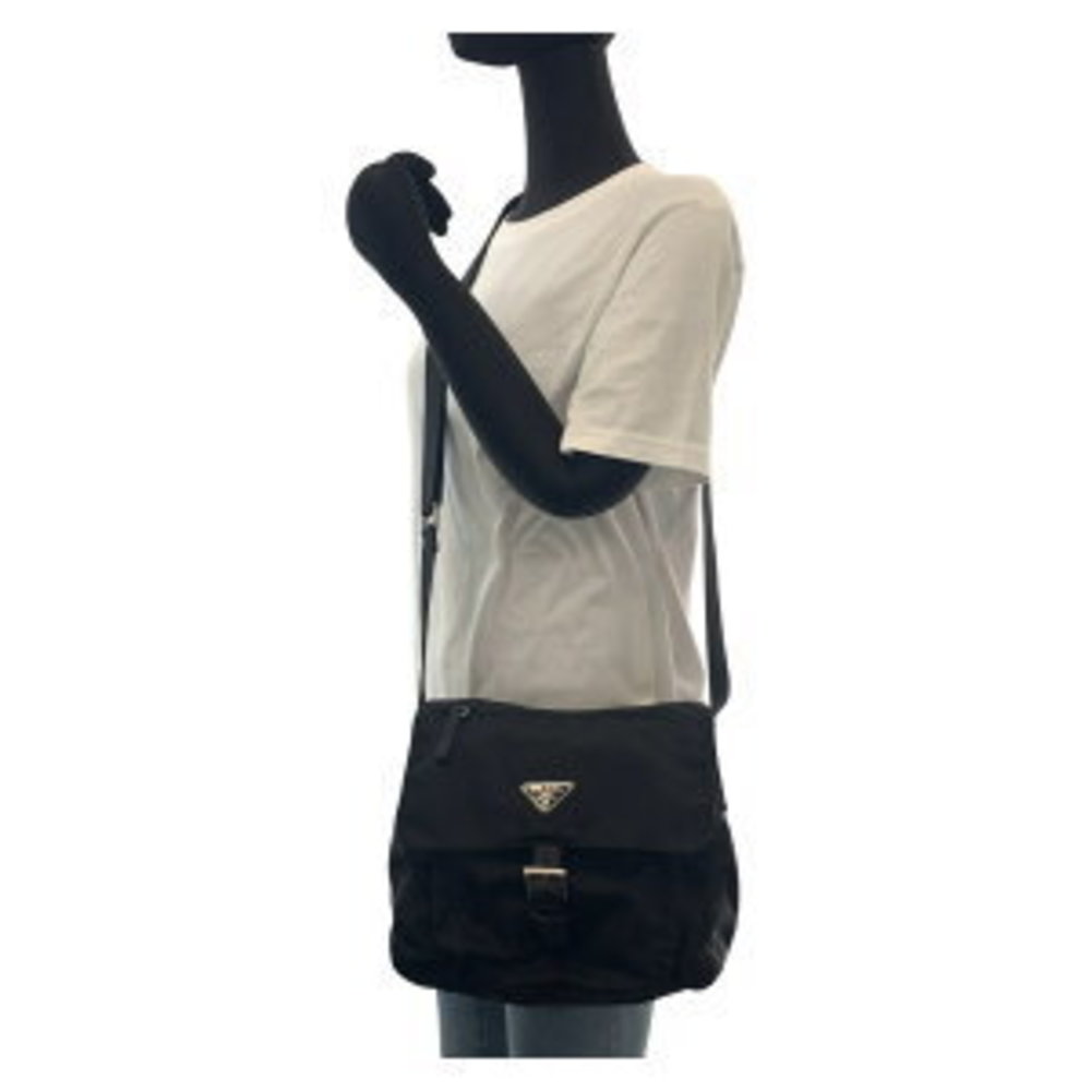 Prada Nylon Black Bag Pouch Triangular Shoulder T… - image 5